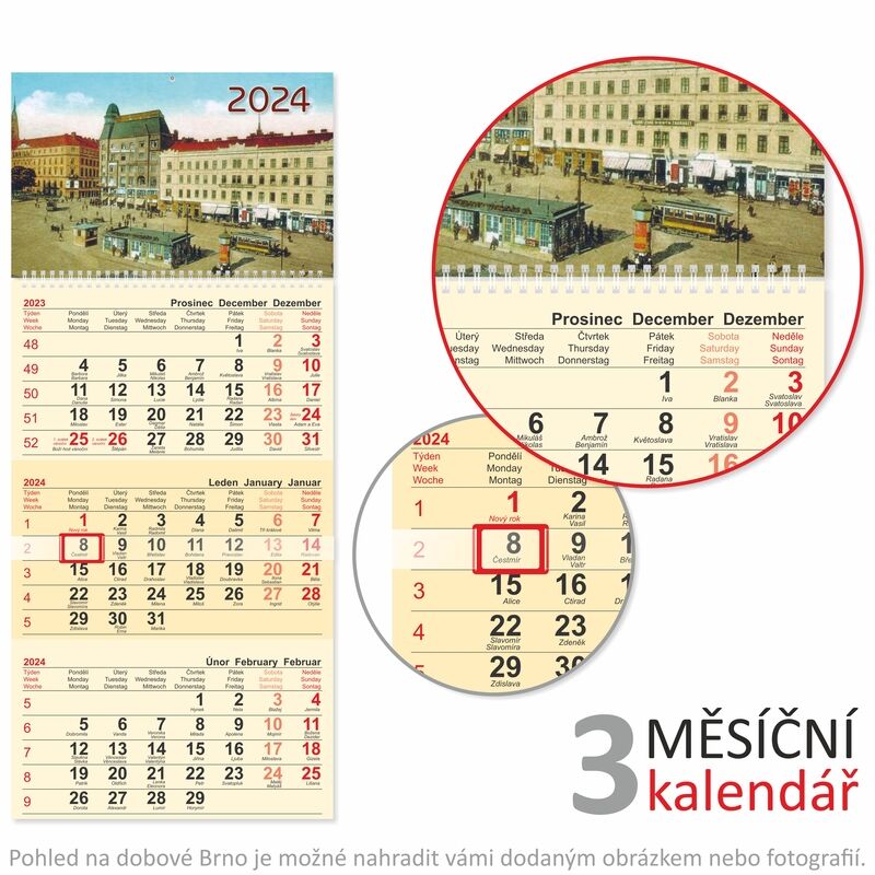 Fotokalendář nástěnný<br>TŘÍMĚSÍČNÍ